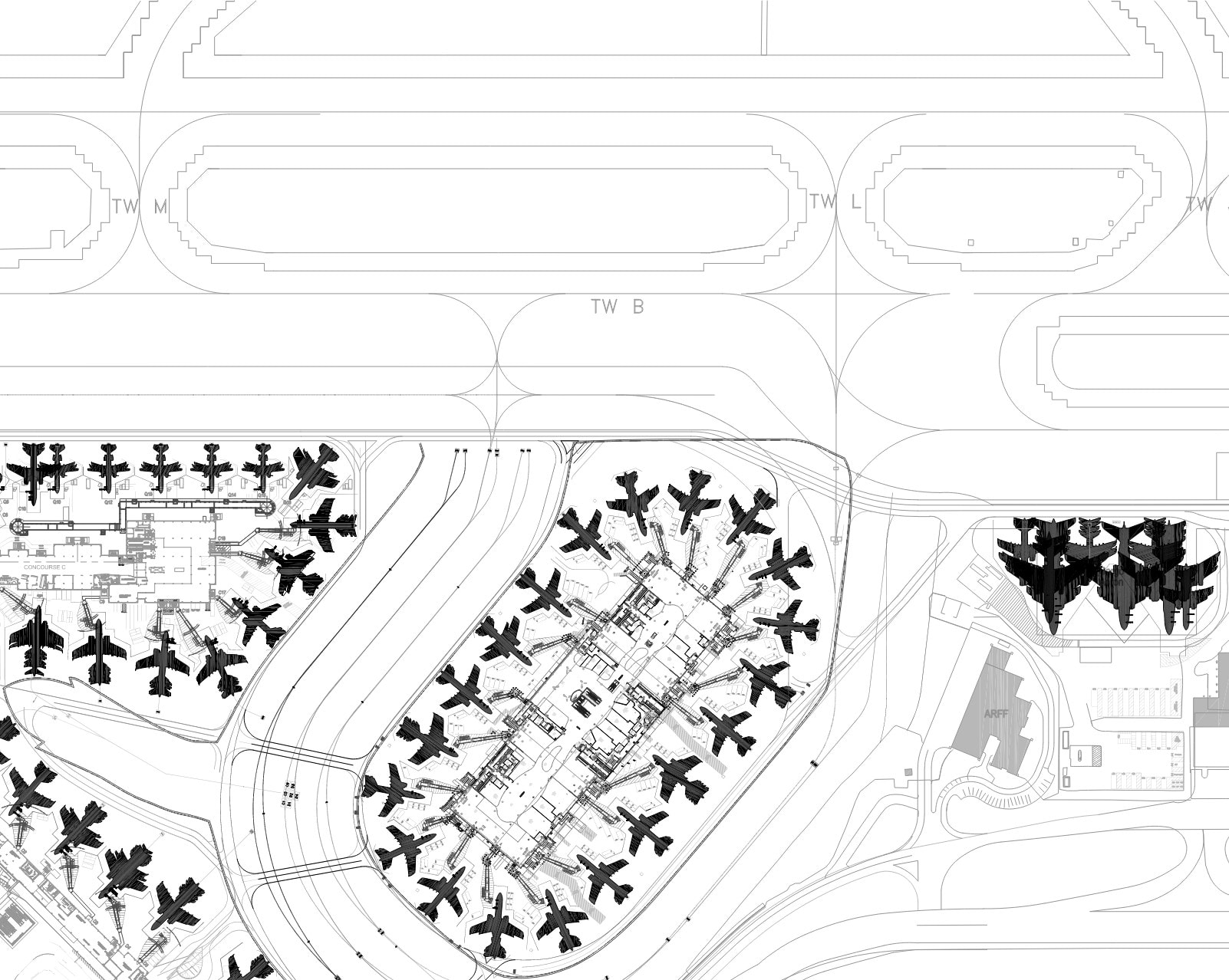 Airport terminal and runway infrastructure